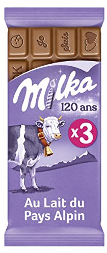 Lot de 6 unités *** MILKA Tablette de chocolat au lait du pays alpin 3 pièces 3x100g*** soit un format carton de 6 unités ***
