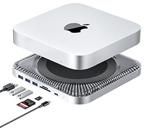 Hub USB-C avec boîtier de disque dur pour Mac Mini M1, station d'accueil de type C avec fente SSD SATA/HDD, double port USB 3.0/2.0, lecteurs de cartes TF/SD, compatible avec Mac Mini 2018/2020
