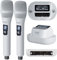 Pyle UHF Wireless Microphone System - Dual Professional Rechargeable Cordless Handheld Mic, 2×100 Channel Receiver, Auto Scan - for Home Karaoke, Meeting, Party, DJ, Conference, Stage, KTV,White