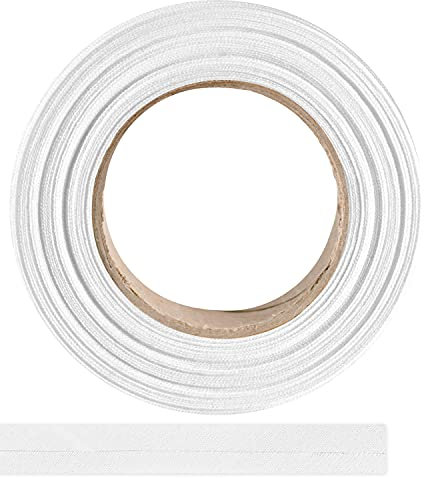 ME:NaMa Schrägband aus 100% Baumwolle - 10 m x 40 mm (gefalzt) - Hochwertiges Einfassband, Baumwollband, Schrägband - Ideal zum DIY-Nähen - In Belgien hergestellt, auf Einer Rolle (Weiß)