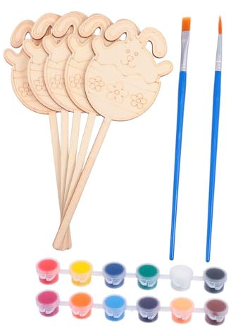 Amosfun 1 Satz Eiereinsatz Aus Holz Kunst Für Kinder Ostern Aus Holz Osterholz-färbespielzeug Handwerk Holz Anhänger Bastelsets Für Kinder Kinderspielzeug Handdekor Pflanze Hölzern Anlage