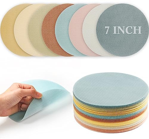Tanlade 32 Stück mehrfarbige Punktmarker, 17,8 cm, Teppichboden-Punkte, Bodenpunkte für Klassenzimmer, flexible Teppich-Punkte für Klassenzimmer, Dekoration, Grundschule, Vorschule (rund,