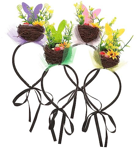 ABOOFAN 4 Stück Osterkopfschmuck Niedlicher Hasenkopfschmuck Osterhasen-stirnband Osterei-stirnband Kreativer Haarreifen Party-haarbänder Osterhaarschmuck Hölzern Geschenk Mädchen Fräulein