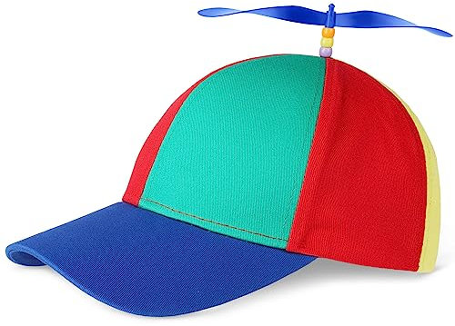 Aomig Gorra de Hélice de Colores, Colorido Patchwork Gorra Sombrero, Sombrero de Helicóptero Unisexo, Tapa de hélice extraíble Adecuado para Fiestas al Aire Libre, Cosplay (NiñOs-A)