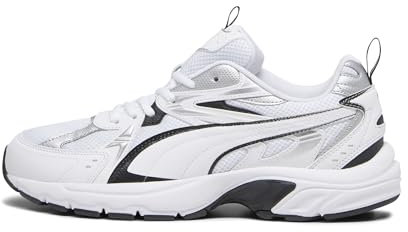 PUMA Milenio Tech, Scarpe da Ginnastica Unisex-Adulto, White Black Silver, 38 EU