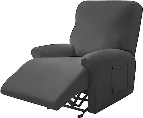 uyeoco Housse Canapé Inclinable Relax 3/2/1 Places Housse De Fauteuil, Chaise en Velours Extensible, avec Poche Latérale Antidérapant, Lavable (Color : 1#, Size : 1 Seat)