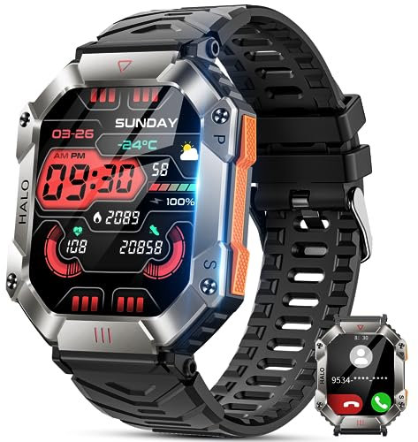 Xeletu Smartwatch Herren mit Telefonfunktion, 2,0 Touchscreen Uhren 30+ Tage Batterie, 100+ Sportmodi Fitnessuhr IP68 wasserdicht, 24H Gesundheits-Screening, Militär Smartwatch für Android iOS