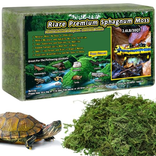 Riare 1.2kg Natural Sphagnum Moss for Reptile,Forest Moss Reptile Substrate for Reptiles & Amphibians Snakes, Gecko, Turtles, Frogs, Leopard (1.2kg)