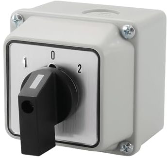 Nizirioo Interruptor giratorio universal SZW26-20/D202.2BF, caja principal exterior, interruptor de alimentación, ON-OFF-ON 3 posiciones, 2 fases, 8 terminales, CE, interruptor de conmutación cerrado