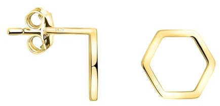 SOFIA MILANI - Damen Ohrringe 925 Silber - vergoldet/golden - Sechseck Hexagon Ohrstecker - E2387