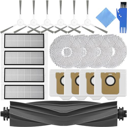 EATBALE Kit de accesorios para Dreame L20 Ultra aspiradora robot (1 cepillo principal 6 cepillo lateral 4 filtro HEPA 4 almohadillas de trapeador 4 bolsas para el polvo) Piezas de repuesto (19 piezas)