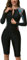 FEOYA Women Long Sleeve Rash Guard Floral One Piece Swimsuit Boyleg Short Wetsuit Athletic Surf Swimwear B-Black S