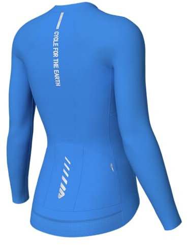Lo.gas Radtrikot Damen Langarm,Fahrradtrikot Rennrad Trikot Atmungsaktiv Frauen Fahrrad Shirt Sommer Fahrradjacke Radfahren Top Mit 3 Taschen S Blau