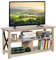 COSTWAY TV Stand for TVs up to 55, Industrial Wooden TV Cabinet Media Entertainment Center with Storage Shelves, X-Shaped Frame TV Unit Television Console Table for Living Room Bedroom (Grey Wash)