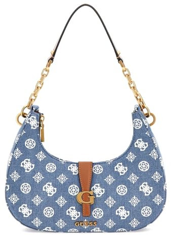 GUESS Kuba Top Zip Shoulder Bag Denim Logo