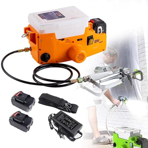Oiyekntd Pulverizador sin Aire portátil de 1,7 L, 2 baterías de Litio de 5000 mAh, máquina de pulverización de Pintura de Alta presión de 500 W, Mochila para Herramientas de Pintura, Pistola,Orange