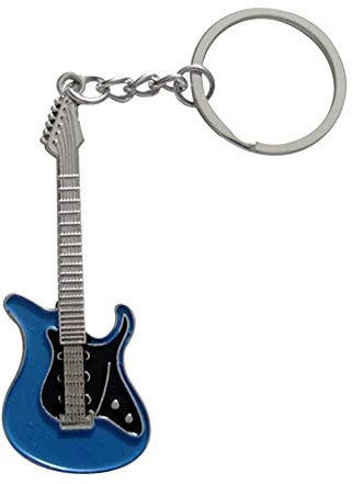 Porte-clés Style Guitare électrique bleu, acier.