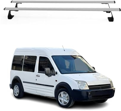 OMAC Heavy Duty Dachträger Querträger kompatibel mit Ford Transit Connect I 2003-2013 – 2 Stangen – Stahl Silber