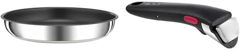TEFAL Ingenio Preference Poêle 22 cm, Empilable, Acier inoxydable, Revêtement & Ingenio Poignée amovible noire, Empilable, Verrouillage sécurité 3 points, Supporte jusqu'à 10 kg