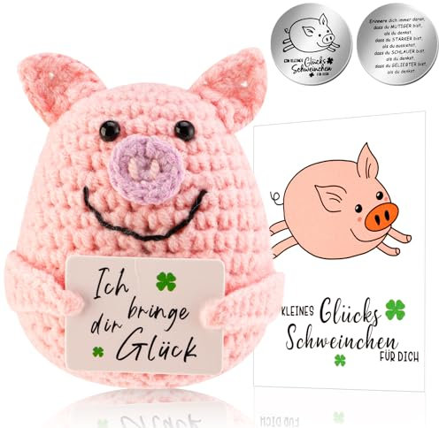 Lvefyti Positive Geschenke Schwein,Pocket Hug Positive Schwein,Strickwolle Schwein Puppe und Kleine Umarmung Glücksbringer,Positive Kartoffel-Ersatz,Glücksbringer Prüfung Geschenk