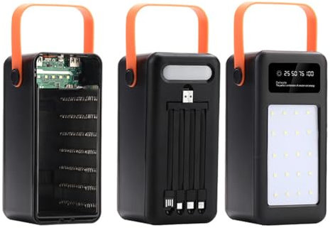 Jiqoe 35-Slot 18650 Battery Power Bank Housing Case Only(no Battery) With LED Flashlight Function For Outdoor Adventures 35 Slot Battery Case