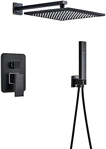 Schwarz-Bronze-Badezimmer-Duscharmatur, Regenduschkopf, Wandmontage, Badewannen-Mischbatterie, Bad-Duschset-System, 2-Wege, 8, Zoll,2-Wege-8-Zoll