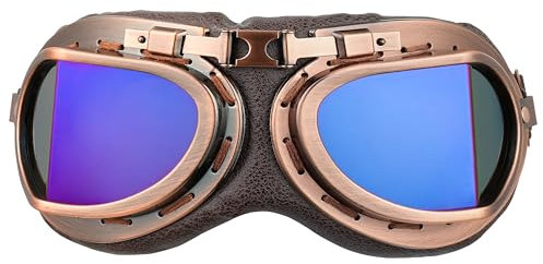 DREAMIZER Vintage Motorradbrille Punk-Stil Dirtbike Brille Winddicht Pilotenbrille ATV Motocross Brille Staubdicht Motorradbrille Herren Damen