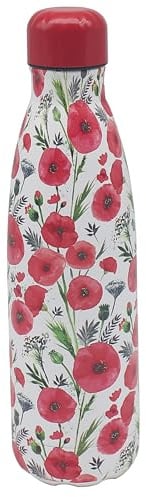 The Leonardo Collection Finola Stack Poppy Fields Red Drinks Bottle | Hot & Cold Drinks, Reusable, Leakproof, Travel & Home, BPA Free, Dishwasher Safe