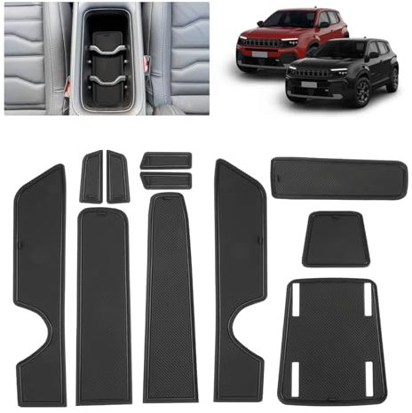 BSTW Compatibile con Jeep Avenger SUV 2023 2024 2025 Tappetini Antiscivolo per Jeep Avenger EV Hybrid 4x4 Tappetini in Gomma per Console Centrale, Porta Bicchieri, Scanalatura Porta (Nero)