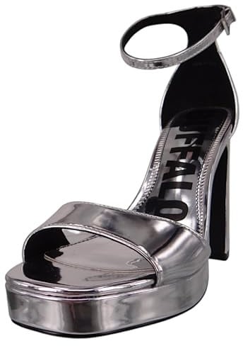 Buffalo Damen High Heels/Riemchensandaletten JUNE NEAT Silber Synthetik, Größe:40, Farbauswahl:silber/platin