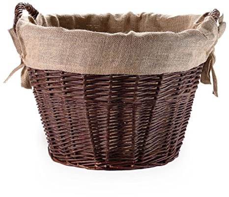 Wiklinowy Świat - Weidenkorb Ø55cm - Kaminholzkorb, Kartoffelkorb, Obstkorb, Füllkorb Kiepe Gartenkorb, Henkelkorb Weidengeflecht für Einkauf, in Naturfarbe Geräumig - Jute, mit Bändern befestigt