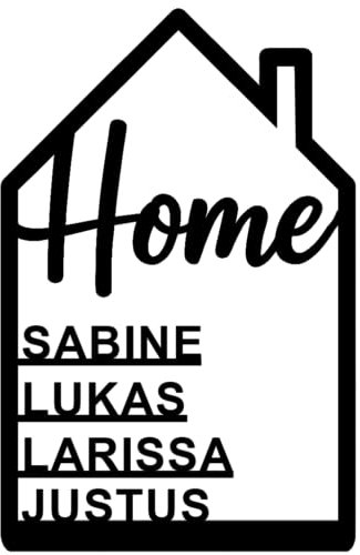Familiennamensschild mit Haus-Motiv – Acryl Türschild mit „Home“-Aufschrift – personalisierbar mit Namen – Deko für Haustür, Flur oder Eingangsbereich