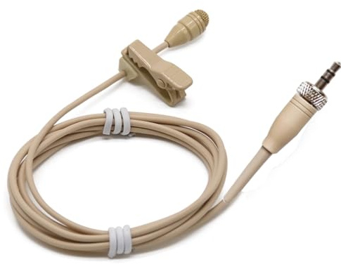 Mini Clip On Microphone Lavaleire Lapel For Rode Wireless Go-Pro Transmitter, 3.5mm Jack Plug Beige 1.2m Cable Condenser Mic