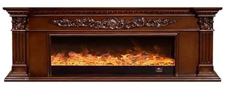 ruyi-1986 Chimenea de Interior Chimenea eléctrica de 78,7 con repisa, Llama Realista 3D, Soporte for TV Independiente, Mueble Decorativo Decorar(Bruin)