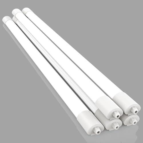 Amdelne 5pcs Led Feuchtraumleuchte 120CM, 36W 3600lumen Kaltlweiß 4000k, Led Werkstatt Deckenleuchte IP65 Wasserfest Feuchtraumlampe, Weiß Als Wohnzimmerlampe, Kellerlampe, Garagenlampe BüRo