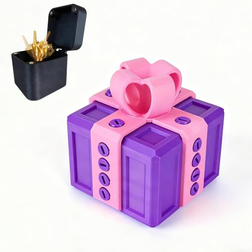Nervige Geschenkbox, Mittelfinger in der Box, Kreative Geschenkbox mit Drehmechanismus, 3D-Box als witzige Verpackung für Geburtstag, Party & besondere Anlässe (Lila-Rosa)