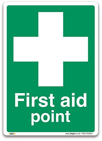 3 cartelli per punto di primo soccorso – vinile autoadesivo – sicurezza di emergenza di primo soccorso A3 - 420 x 297 mm