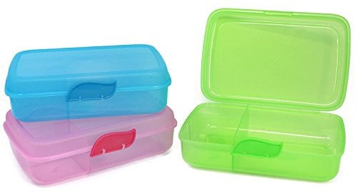 com-four® 3x Brotdose für unterwegs - Lunch-Box mit Trennwänden - Vorratsdose in verschiedenen Farben