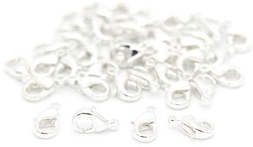 NaturSchatulle Karabinerverschluss 10mm Schmuckverschluss Versilbert I 100 Stück I Karabinerhaken Kettenverschluss Basteln Schmuckherstellung