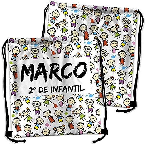LolaPix Mochila de cuerdas infantil personalizada con nombre. Regalo personalizado para niño y niña. Mochila de cuerdas. Vuelta al Cole. Varios Diseños. KIDS