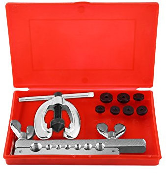 Bremsleitung Bördelgerät, Rohrbördelwerkzeug, 9-TLG, Doppel-Bördelgerät, Rohrschneider Set mit 1/2inch, 6mm, 4.75mm, 5mm, 1/4inch, 8mm, 10mm, Koffer