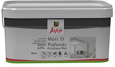 Peinture Mur et Plafond Finition Satinée 2,5L - Couleur Rouge Vif - Surface entre 30 et 35 m² - Utilisation Intérieur et Extérieur - Sèche Rapidement - Peinture Murale - Lessivable - Jafep