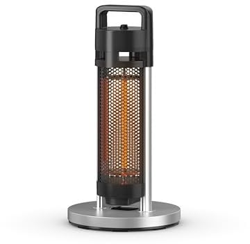 Swan SH16330N Al Fresco Portable Freestanding Electric Patio Heater with Safety Switch and Built-in Handle, 1200W, Aluminium, Black and Silver