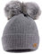 MFAZ Morefaz Ltd Damen Winter Beanie Strickmütze Mütze Doppelt Bommel Pom Pom Wurm SKI Mütze (Grey)