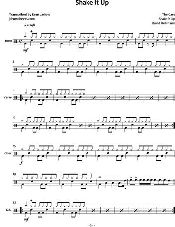 The Cars - Shake It Up: Drum Sheet Music (JDS: The Cars Collection) (English Edition)