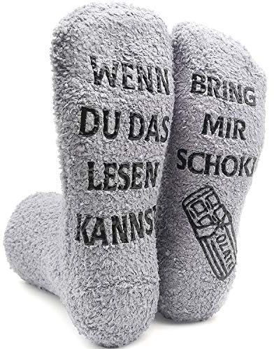 iZoeL Witzige Socken mit Geschenkbox Mama Schwester Freundin Spruch Wenn Du Das Lesen Kannst Bring mir Schokolade Kaffee Wein Lustige Adventskalender Weihnachten Valentine Geschenk