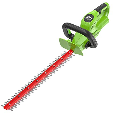 Greenworks G24HT56 Cordless Hedge Trimmer, 56cm Dual Action Blades, Cuts up to 18mm Thick Branches and Stems, 3000spm WITHOUT 24V Battery & Charger, 3 Year Guarantee, Tool Only