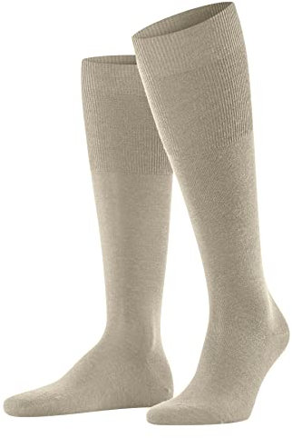 FALKE Men's Airport M Kh Wool Cotton Long Plain 1 Pair Knee-High Socks, Beige Melange 4043, 7-8