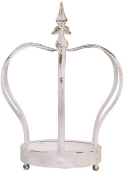 Chic Antique Grande couronne décorative sur pied - Hauteur : 45 cm - Diamètre : 36 cm - En métal - Crème antique