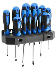 HÖGERT TECHNIK 12er-Set Schraubendreher Set Magnetisch Schraubenzieher Rutschfester Griff Kreuzschlitzschraubendreher und Schlitzschraubendreher Hand Screwdriver Universelles Schraubendrehersatz
